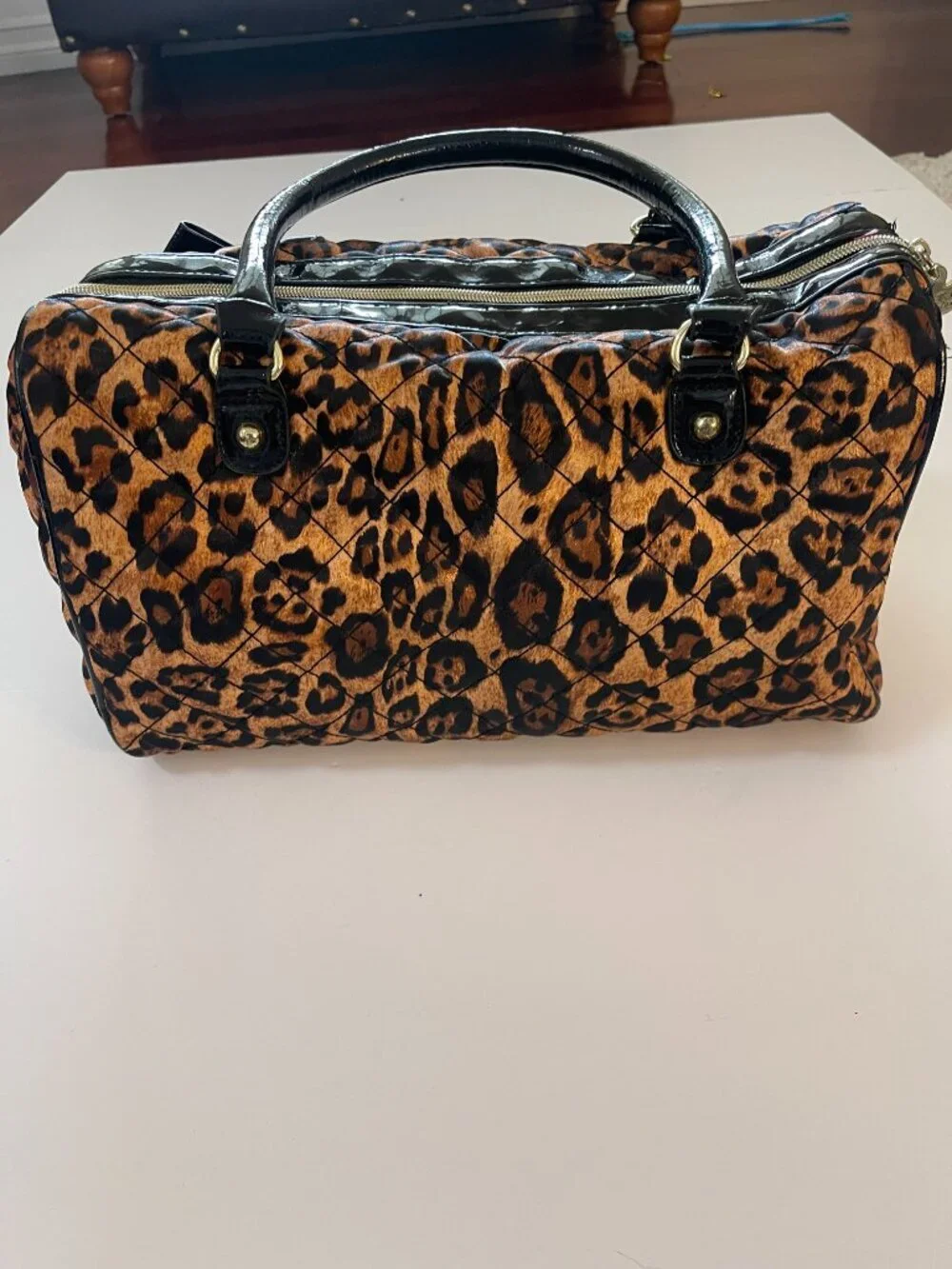 Vintage Betsey Johnson Y2K Leopard Bow Satchel Bag